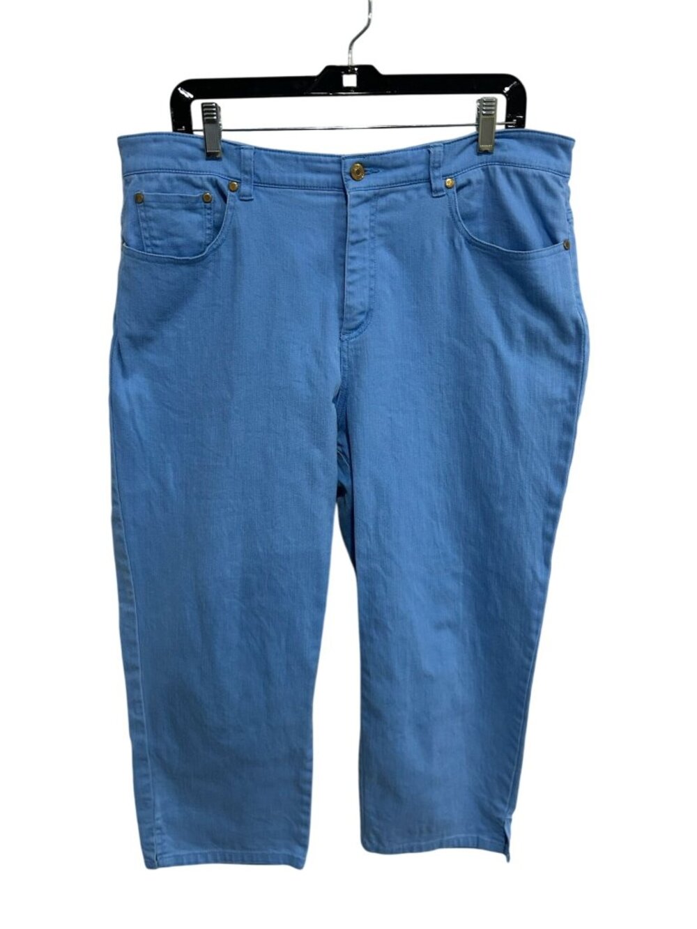 Jaclyn Smith 18 Blue Capri Pants Stretch Denim Muted Palette Timeless Style